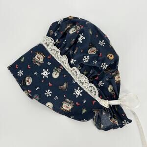 Vintage Holiday Christmas Bonnet Prairie Pioneer Cottage Old Fashioned Retro Cap